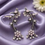 Bulk 32 Silver Bird Earcuff Elegant Oxidised for Traditional Wear - ''BabyPink''