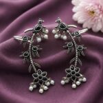 Bulk 34 Silver Bird Earcuff Elegant Oxidised for Traditional Wear - "Black"