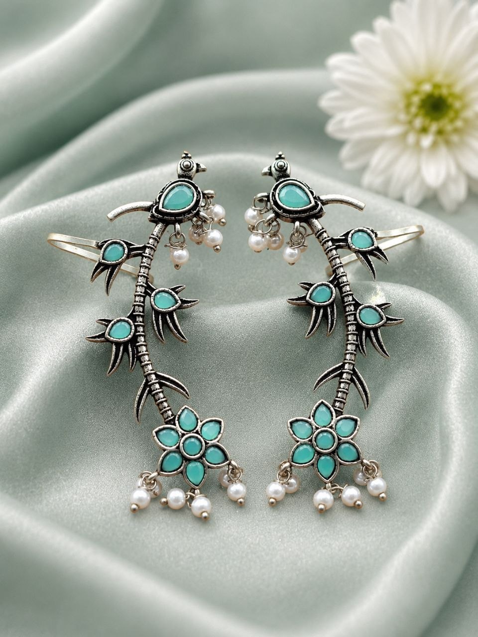 Silver Bird Earcuff Elegant Oxidised for Traditional Wear 9 Silver Bird Earcuff oxidised silver ear jewelry