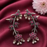 Bulk 38 Silver Bird Earcuff Elegant Oxidised for Traditional Wear - "Red"