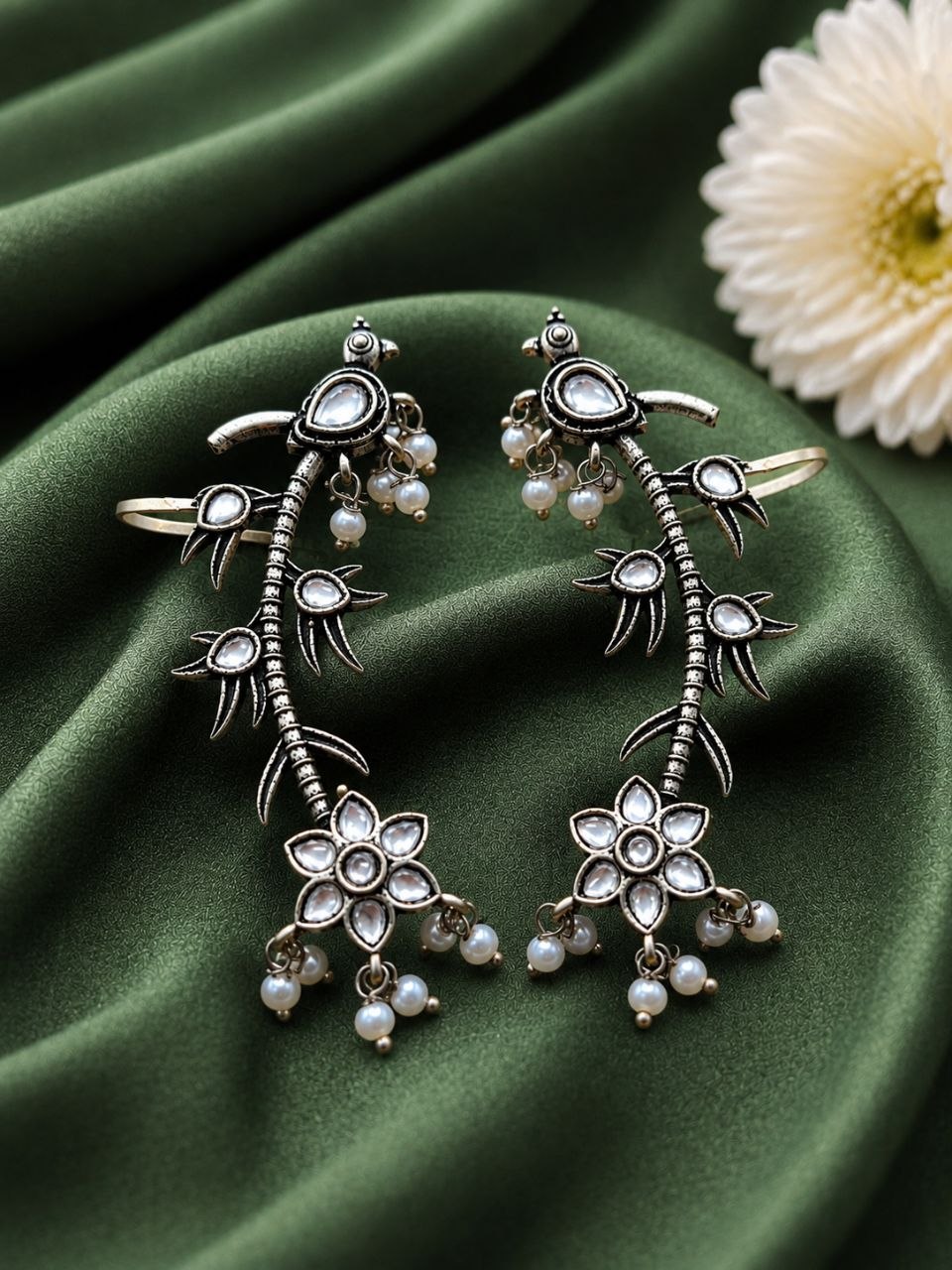 Silver Bird Earcuff Elegant Oxidised for Traditional Wear 7 Silver Bird Earcuff oxidised silver ear jewelry