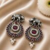 Traditional Elephant Earring Ethnic Design for Stone & Pearl Work 11 Traditional Elephant Earring oxidised silver ethnic jewelry