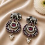 Bulk 10 Traditional Elephant Earring Ethnic Design for Stone & Pearl Work - "Red"