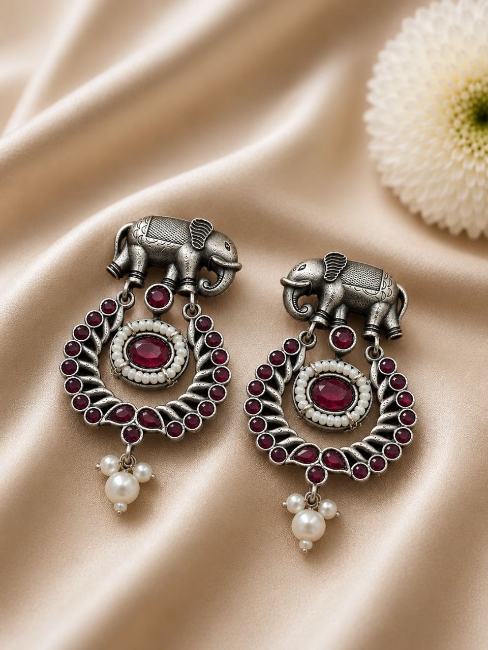Traditional Elephant Earring Ethnic Design for Stone & Pearl Work 2 Traditional Elephant Earring oxidised silver ethnic jewelry