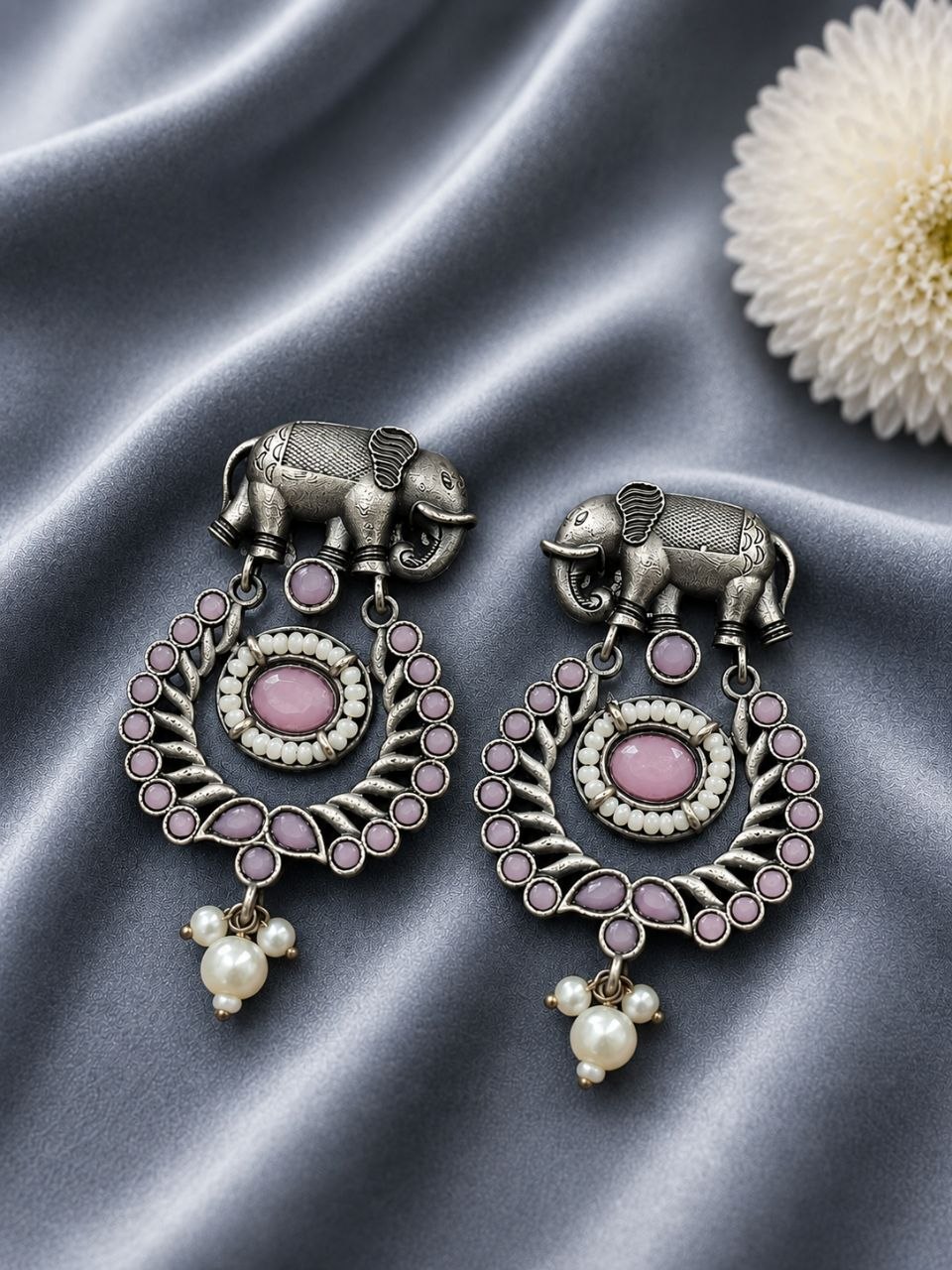 Traditional Elephant Earring Ethnic Design for Stone & Pearl Work 3 Traditional Elephant Earring oxidised silver ethnic jewelry