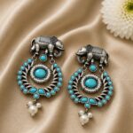 Bulk 14 Traditional Elephant Earring Ethnic Design for Stone & Pearl Work - "Aqua"