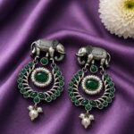 Bulk 16 Traditional Elephant Earring Ethnic Design for Stone & Pearl Work - "Green"