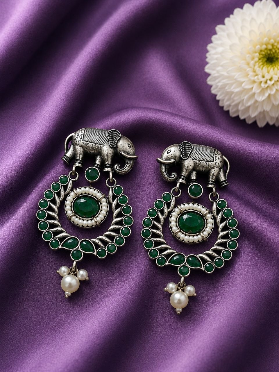Traditional Elephant Earring Ethnic Design for Stone & Pearl Work 5 Traditional Elephant Earring oxidised silver ethnic jewelry