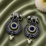 Bulk 18 Traditional Elephant Earring Ethnic Design for Stone & Pearl Work - Blue