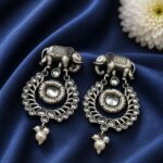 Bulk 20 Traditional Elephant Earring Ethnic Design for Stone & Pearl Work - "White"