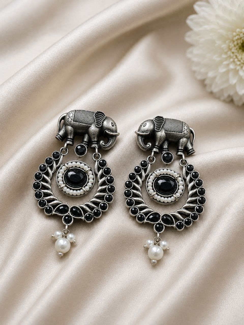 Traditional Elephant Earring Ethnic Design for Stone & Pearl Work 9 Traditional Elephant Earring oxidised silver ethnic jewelry