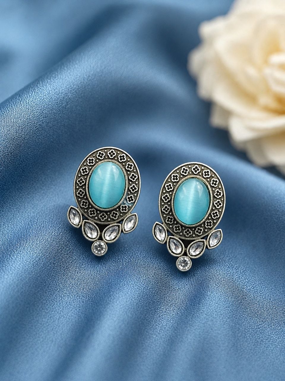 Silver Round Stud Elegant Earrings for LightWeight Minimal Jewelry 3 Silver Round Stud oxidised silver stud earrings