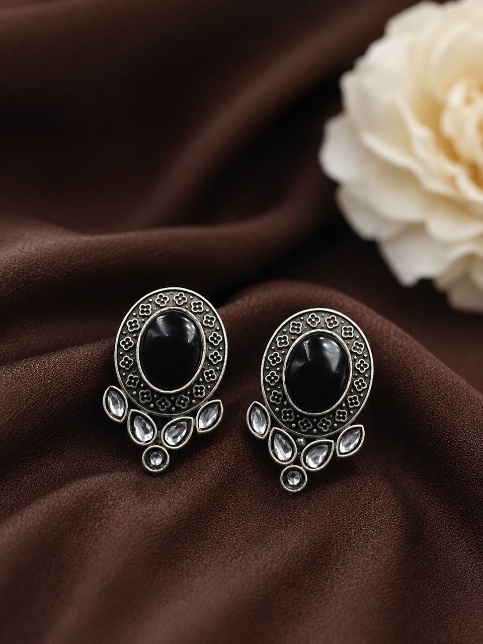 Silver Round Stud Elegant Earrings for LightWeight Minimal Jewelry 2 Silver Round Stud oxidised silver stud earrings