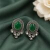 Silver Round Stud oxidised silver stud earrings