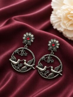 Antique Bird Earring oxidized silver ethnic jewelry