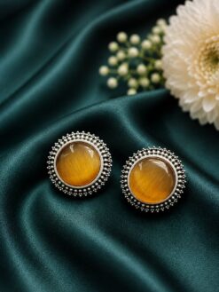 Silver Round Stud oxidized silver stud earrings for women