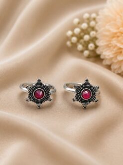 Star Toe Ring oxidized silver adjustable bichiya for women