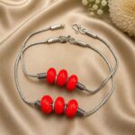 Bulk 48 Unique Silver Anklet Oxidized Payal for Women - Orange