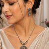 Antique Floral Necklace oxidized silver statement necklace for women