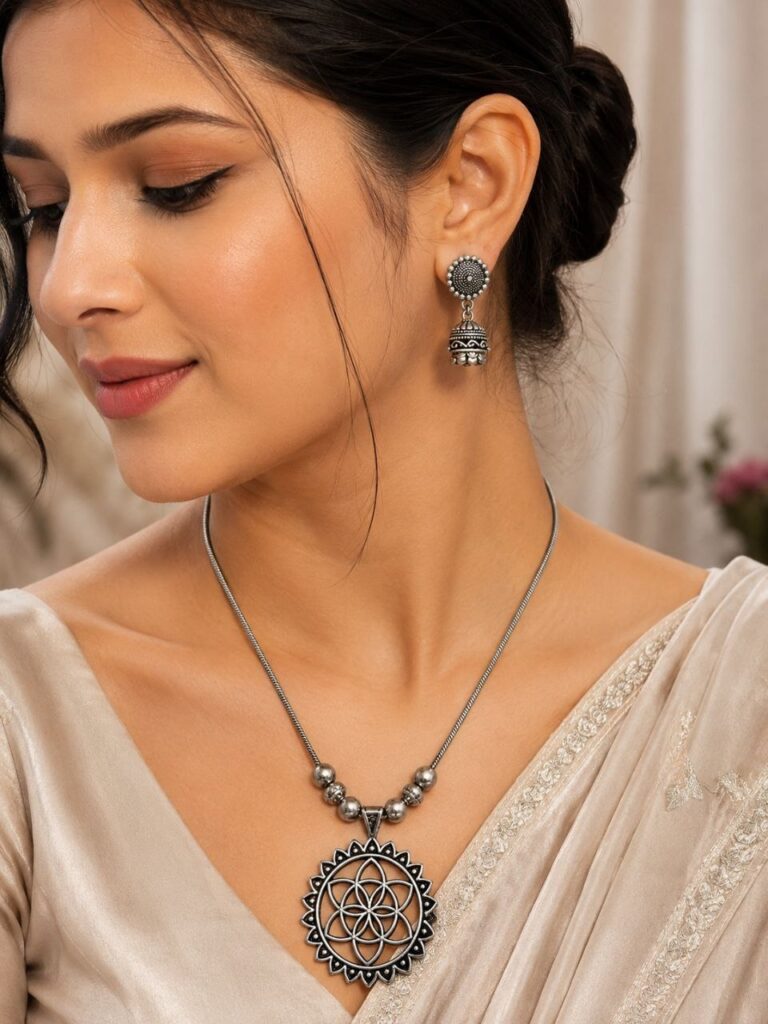 Antique Floral Necklace Elegant Design for Jhumka's Party Wear