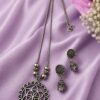 Antique Floral Necklace oxidized silver statement necklace for women