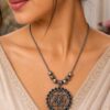Antique Floral Necklace oxidized silver statement necklace for women
