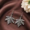 Charming Leaf Hook Earring oxidized silver leaf earrings for women
