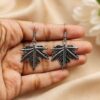Charming Leaf Hook Earring oxidized silver leaf earrings for women
