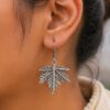 Charming Leaf Hook Earring oxidized silver leaf earrings for women