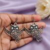 Owl Hook Earring oxidized silver bird earrings for women