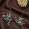 Owl Hook Earring oxidized silver bird earrings for women