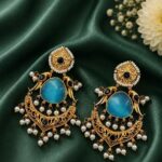 Bulk 36 Gold Plated Parrot Earring Ethnic Design for Traditional Wear - "Aqua"