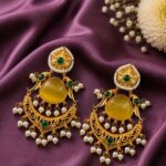 Bulk 34 Gold Plated Parrot Earring Ethnic Design for Traditional Wear - "Yellow"