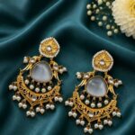 Bulk 32 Gold Plated Parrot Earring Ethnic Design for Traditional Wear - "Grey"
