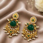 Bulk 28 Gold Plated Parrot Earring Ethnic Design for Traditional Wear - "Green"