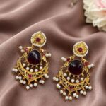 Bulk 24 Gold Plated Parrot Earring Ethnic Design for Traditional Wear - "Red"