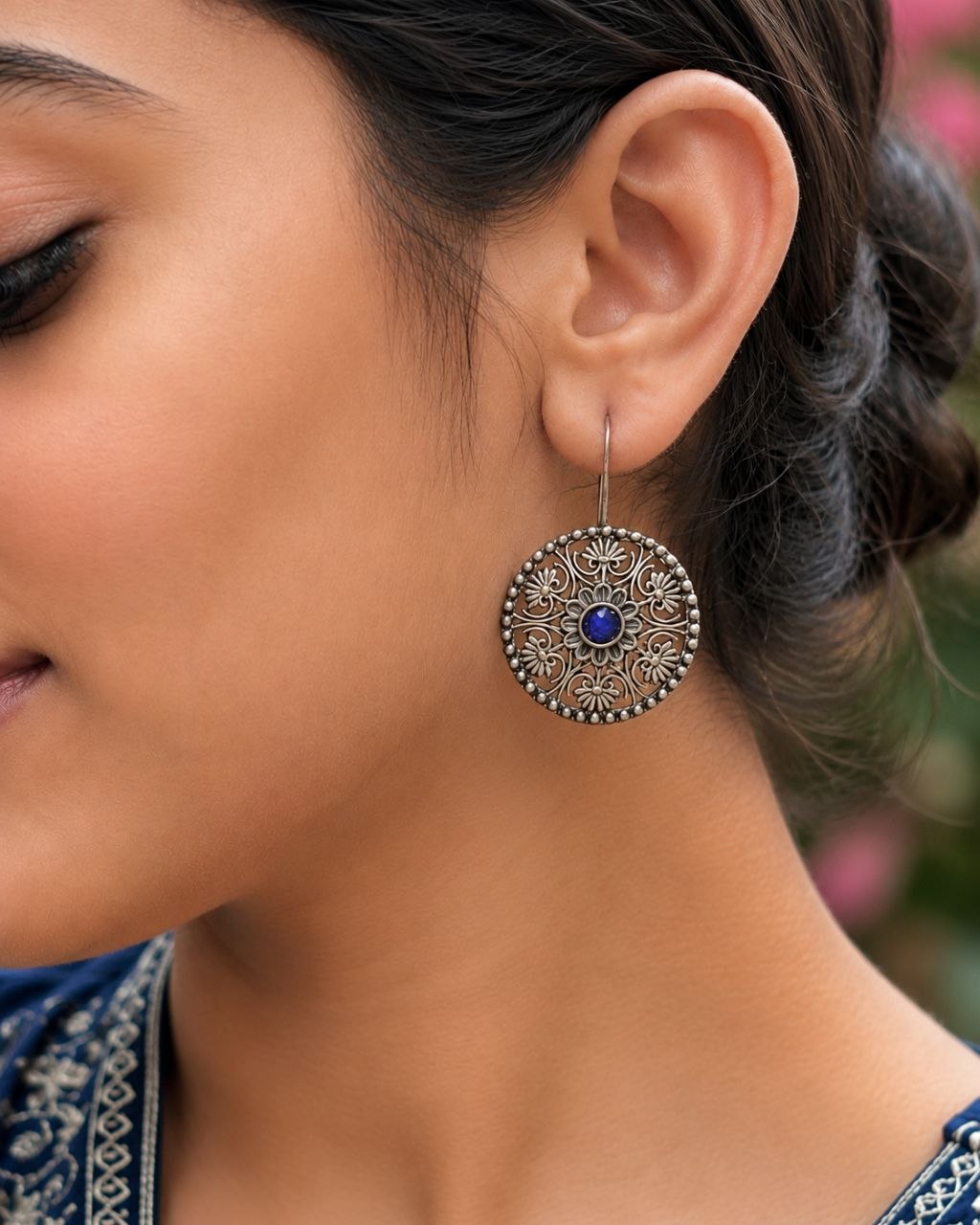 Silver Flower Earring Elegant Oxidized Design for Party Wear 1 Silver Flower Earring oxidized floral earrings for women