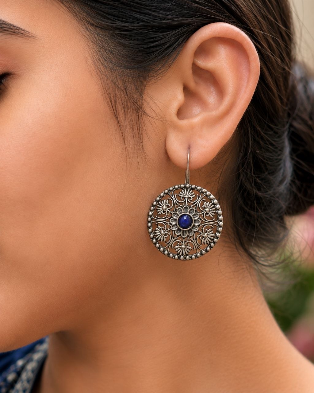 Silver Flower Earring Elegant Oxidized Design for Party Wear 6 Silver Flower Earring oxidized floral earrings for women