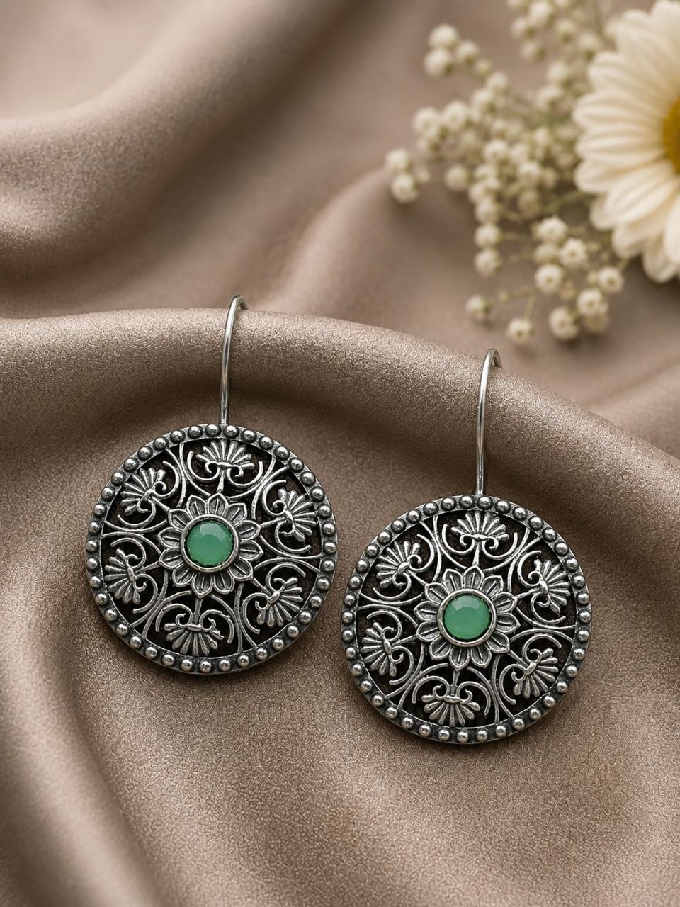 Silver Flower Earring Elegant Oxidized Design for Party Wear 4 Silver Flower Earring oxidized floral earrings for women