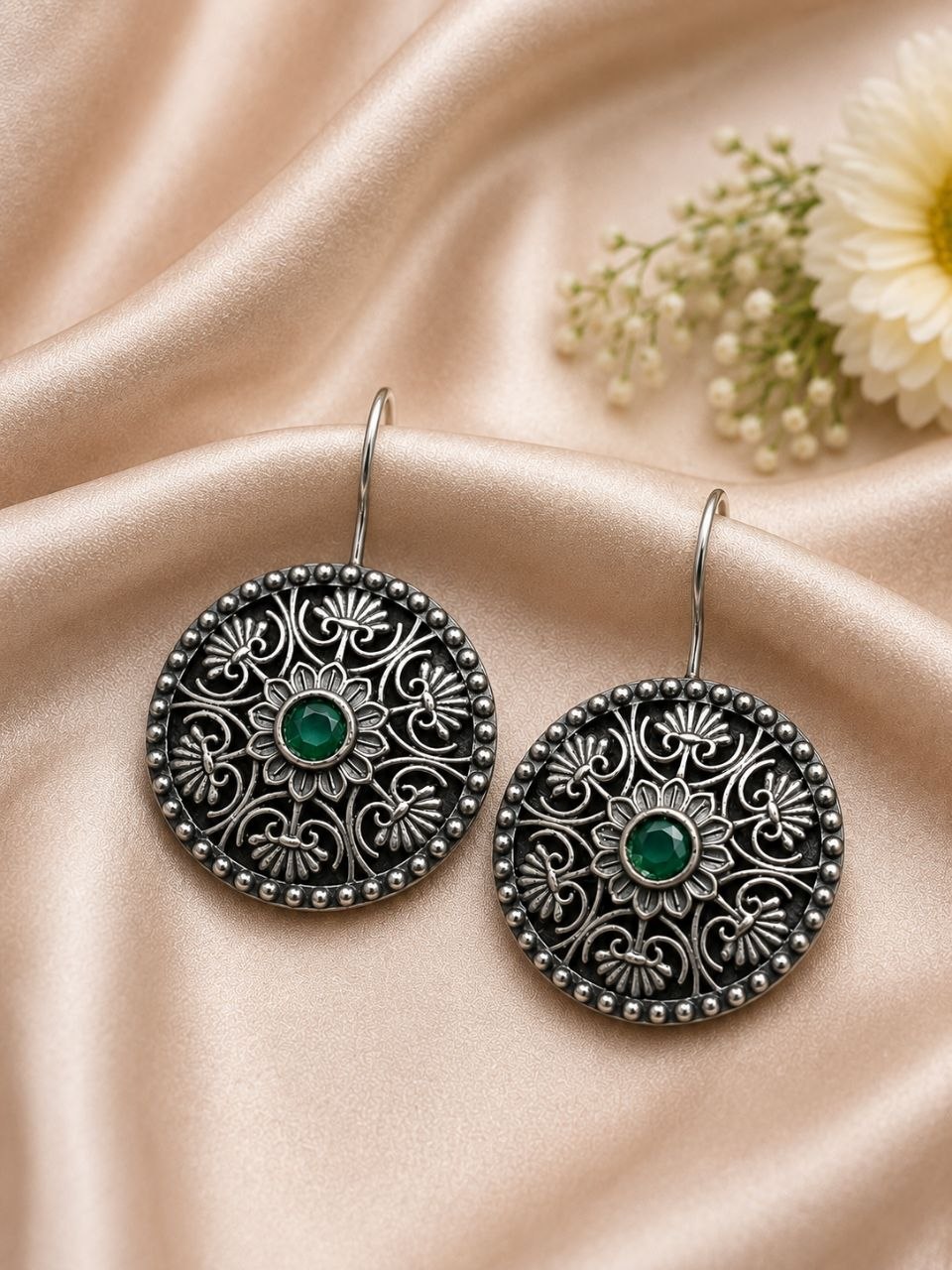 Silver Flower Earring Elegant Oxidized Design for Party Wear 7 Silver Flower Earring oxidized floral earrings for women