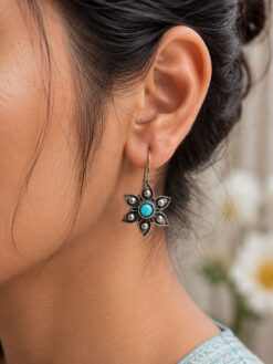 Ethnic Flower Earring oxidized silver floral earrings for women