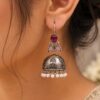 Jhumka Hook Earring oxidized silver ethnic earrings for women