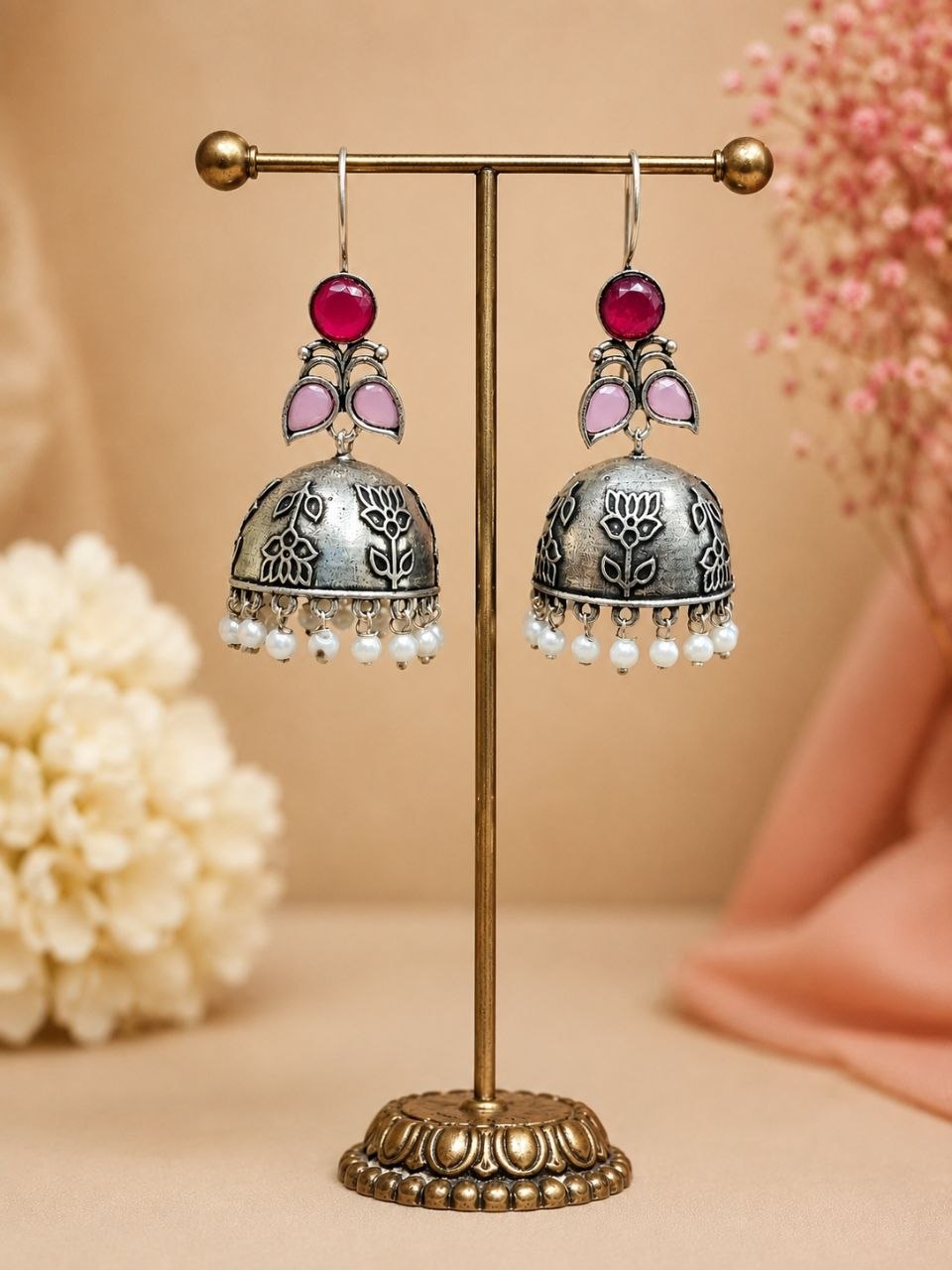 Jhumka Hook Earring Elegant Oxidized Party Wear for Stylish Look 2 Jhumka Hook Earring oxidized silver ethnic earrings for women