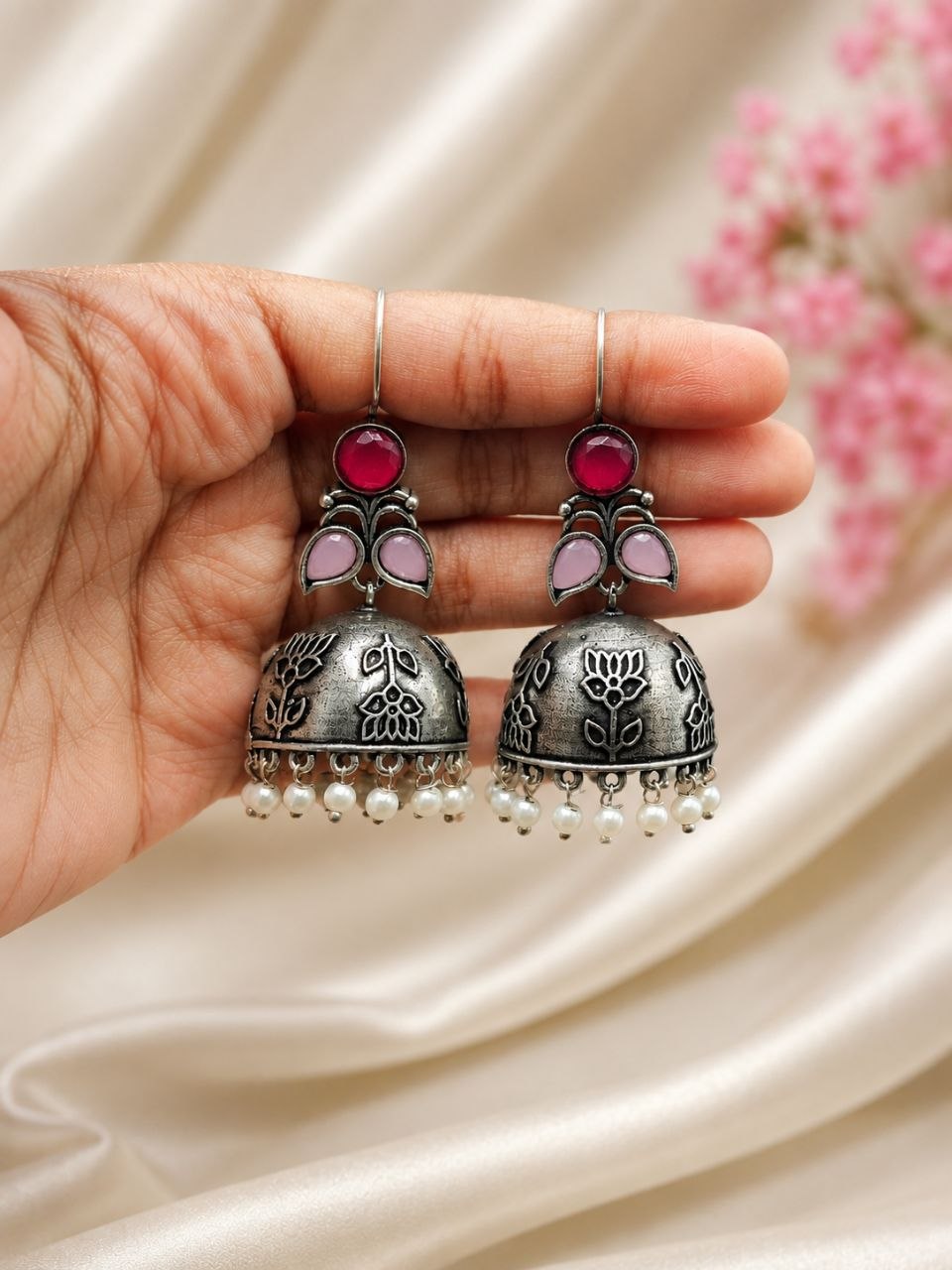 Jhumka Hook Earring Elegant Oxidized Party Wear for Stylish Look 3 Jhumka Hook Earring oxidized silver ethnic earrings for women