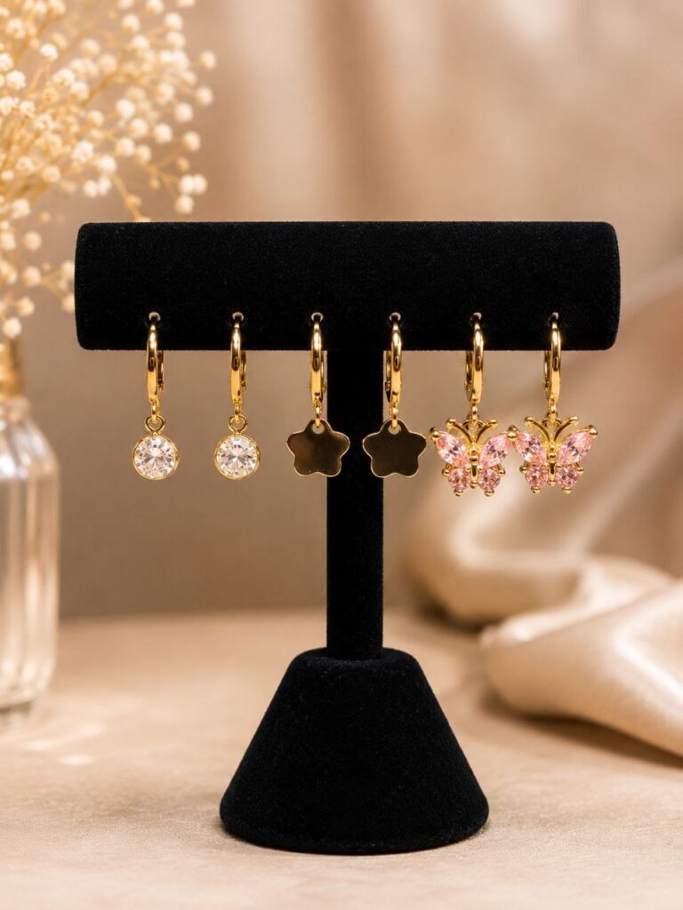Anti Tarnish Premium Earrings Set Elegant Gold Plated for Women