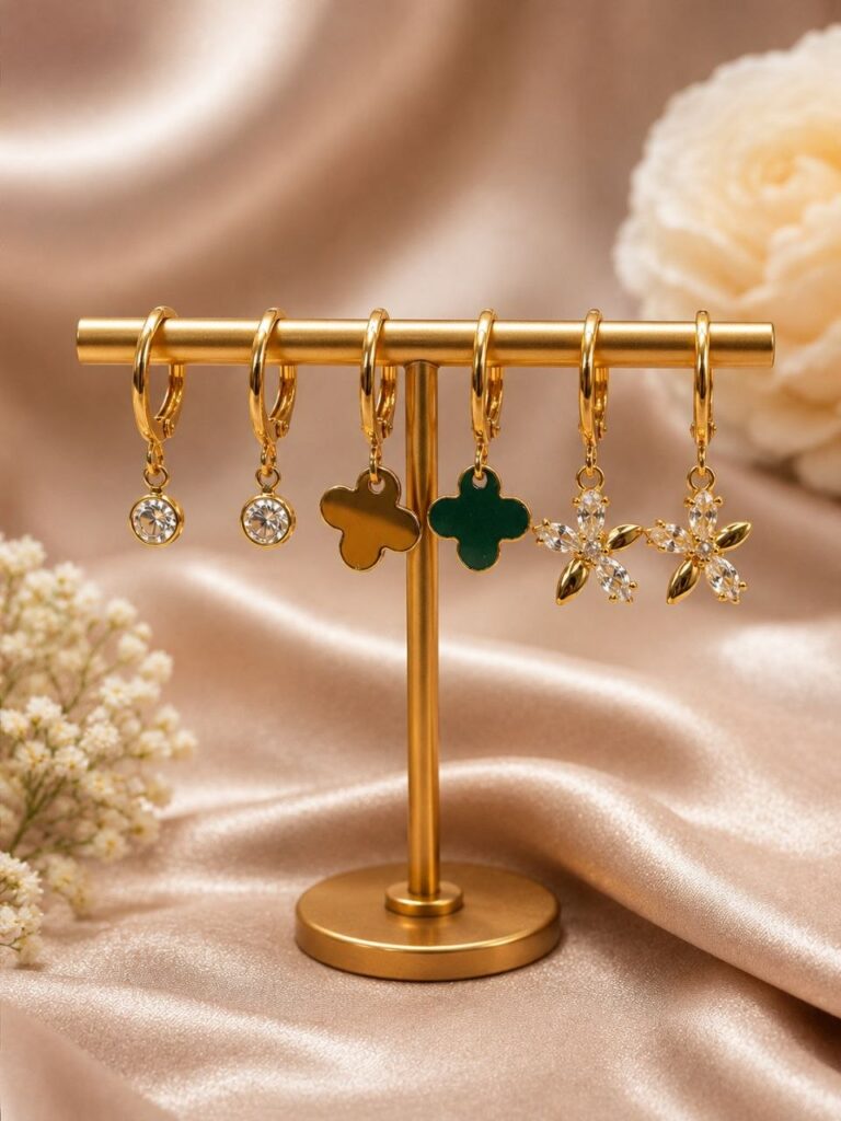Anti Tarnish Gold Earrings Set Lightweight Gold Plated Fashion Earrings
