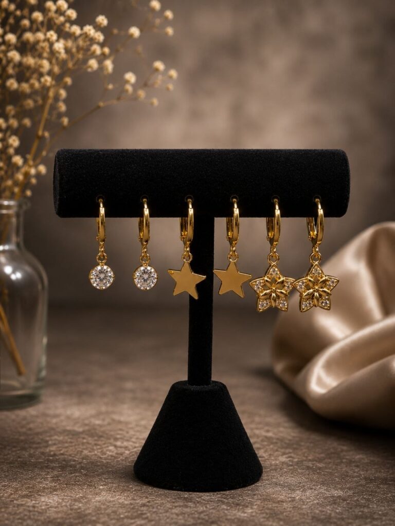 Beautiful Anti Tarnish Earrings Set Trendy Gold Plated Earrings for Traditional Look