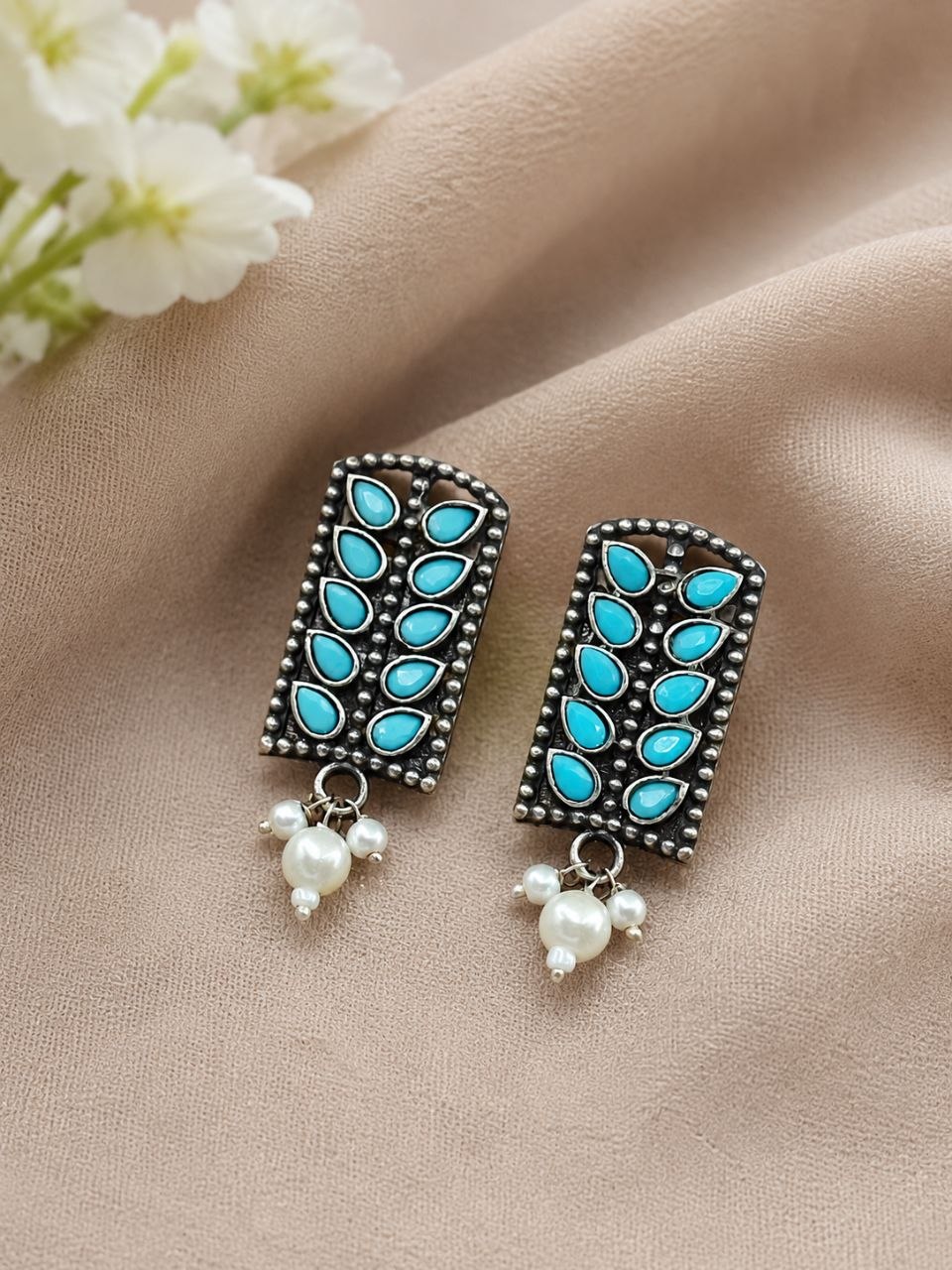 Silver Leaf Stud Earring Elegant Oxidized Leaf Earrings for Women 10 Silver Leaf Stud Earring oxidized leaf earrings for women