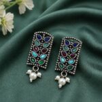 Bulk 22 Silver Leaf Stud Earring Elegant Oxidized Leaf Earrings for Women - "Multi"