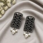 Bulk 18 Silver Leaf Stud Earring Elegant Oxidized Leaf Earrings for Women - "Black"
